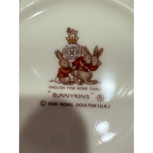 Royal Doulton Bunnykins 3pc Set Bowl Plate Mug Vintage England - Picture 5 of 11